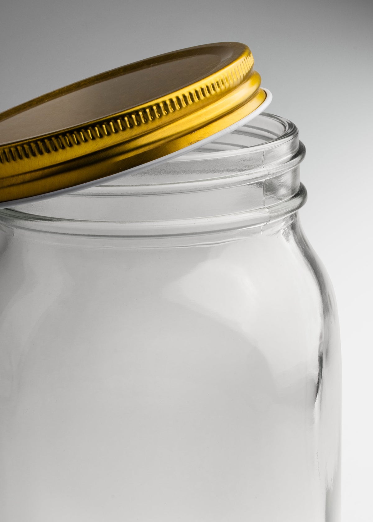 Frascos cilindro de vidrio transparente con tapa dorada de 150 ml a 1 L — imagen de producto