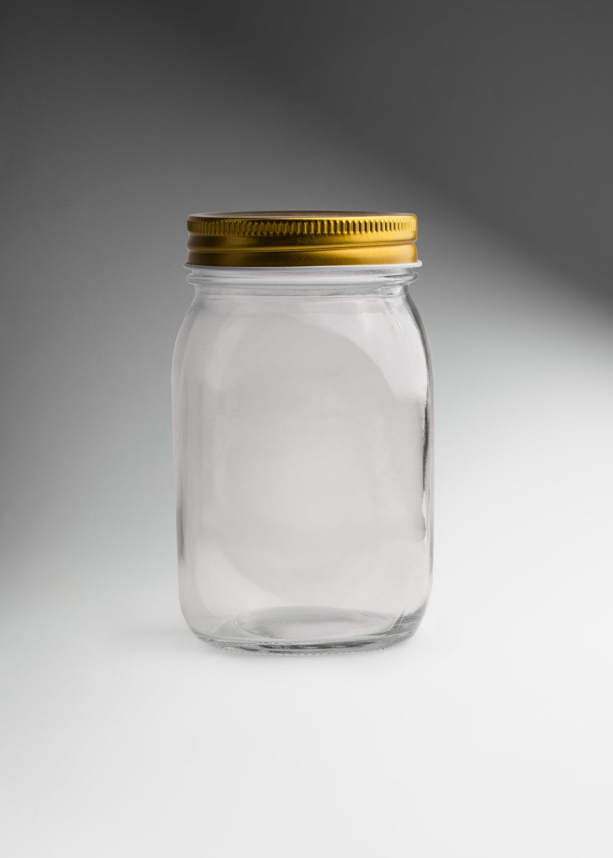 Frascos cilindro de vidrio transparente con tapa dorada de 150 ml a 1 L — imagen de producto