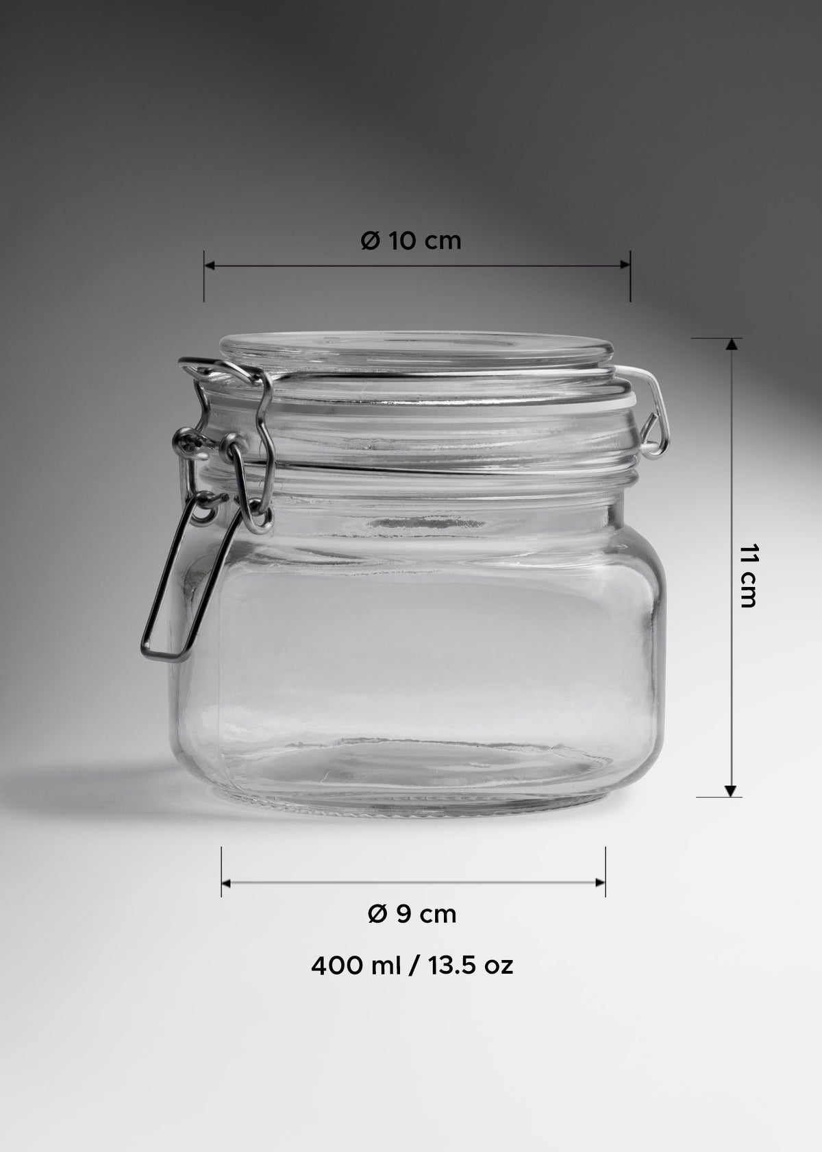 Frascos cilindro especieros de vidrio herméticos con tapa clip de 200 ml a 2.2 L — imagen de producto