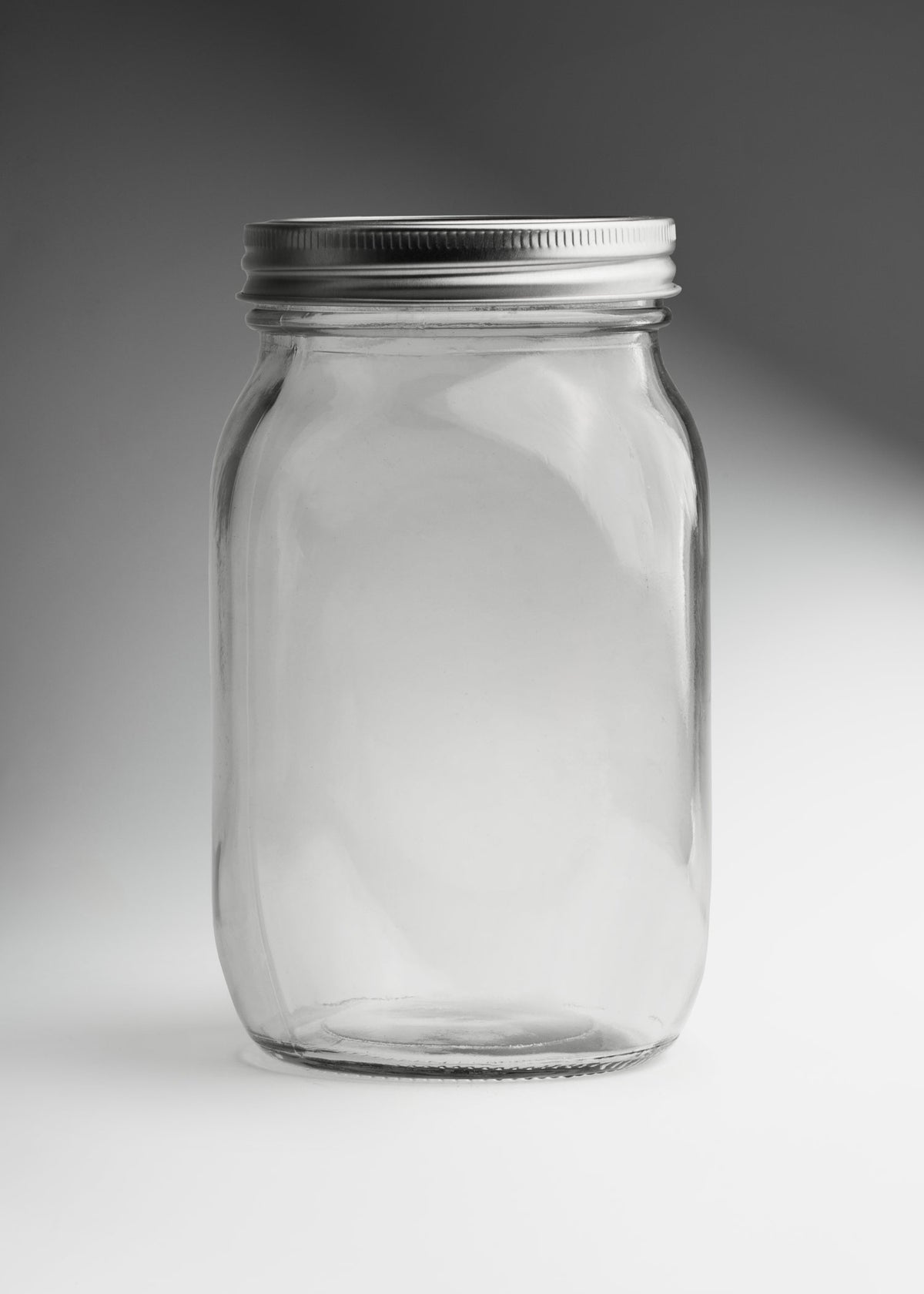 Frascos para conserva cilindro de vidrio transparente con tapa plateada de dos piezas 300 ml, 500 ml y 1 L — imagen de producto