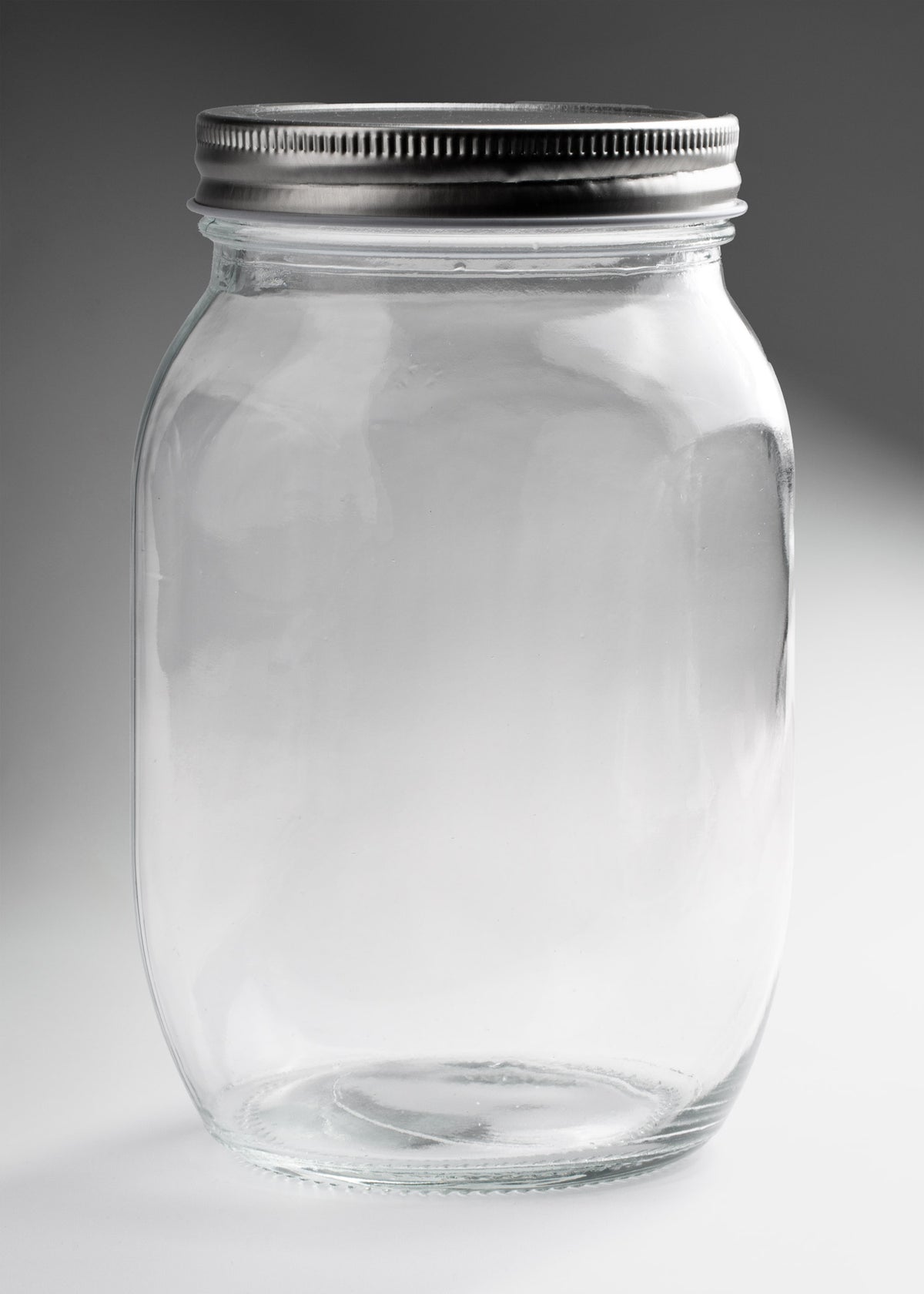 Frascos de vidrio transparente con tapa plata 150, 300, 500 ml y 1 L — imagen de producto