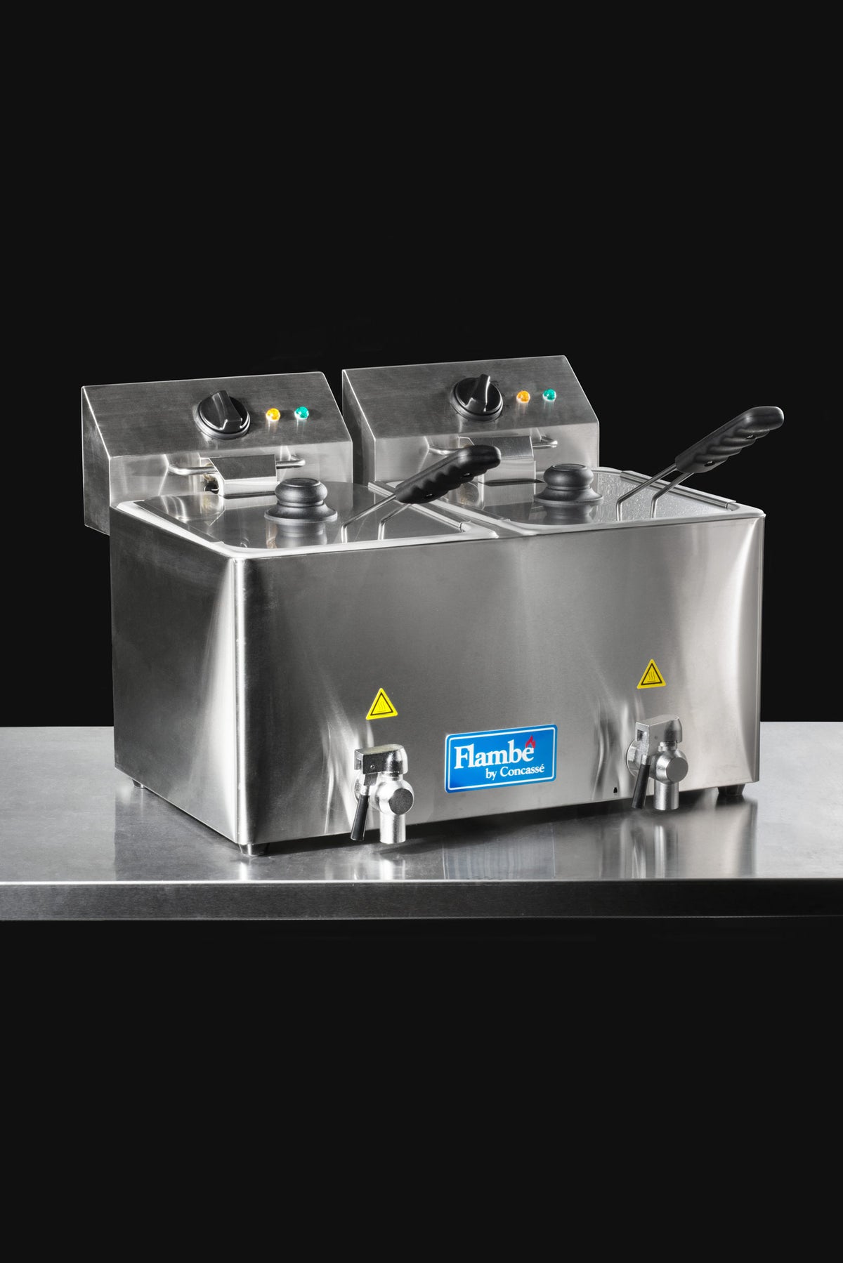 Freidora eléctrica de mesa acero inoxidable plata con doble canastilla de 2 X 8 L — imagen de producto
