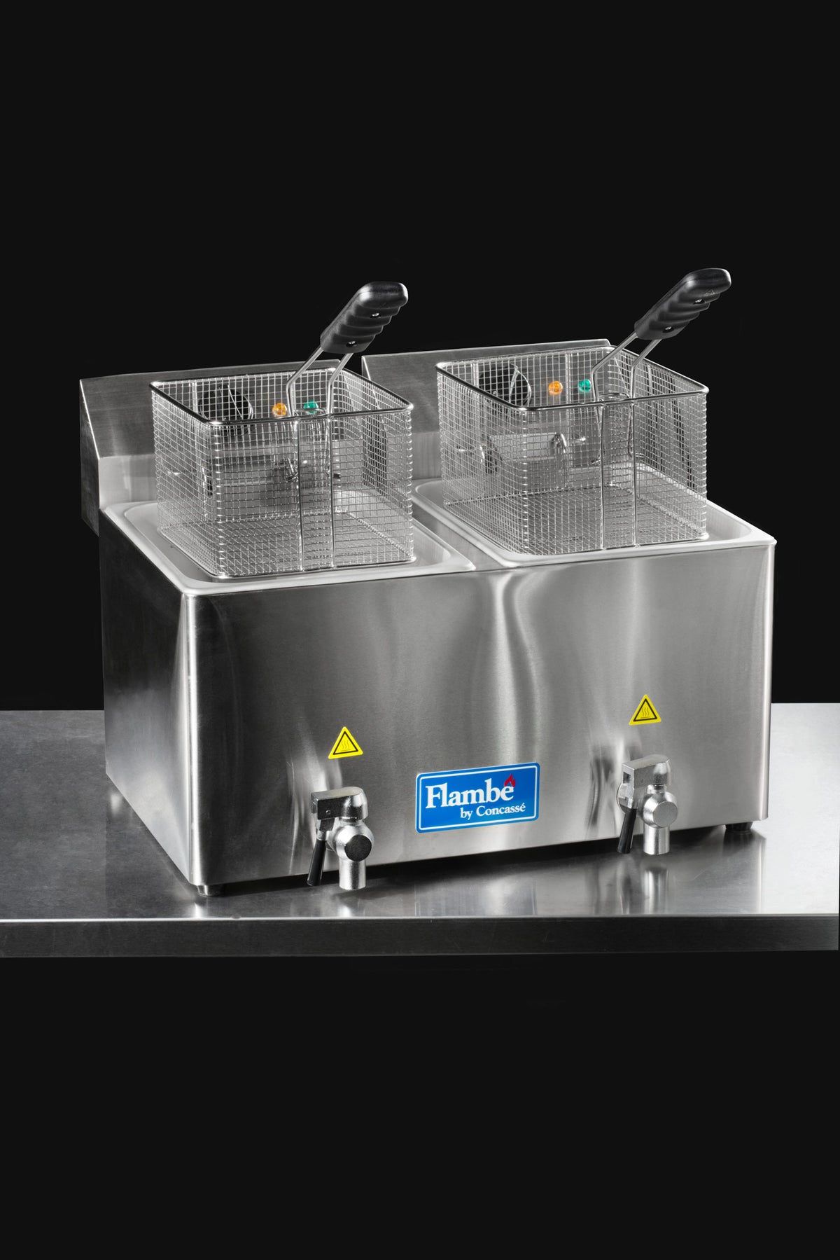 Freidora eléctrica de mesa acero inoxidable plata con doble canastilla de 2 X 8 L — imagen de producto