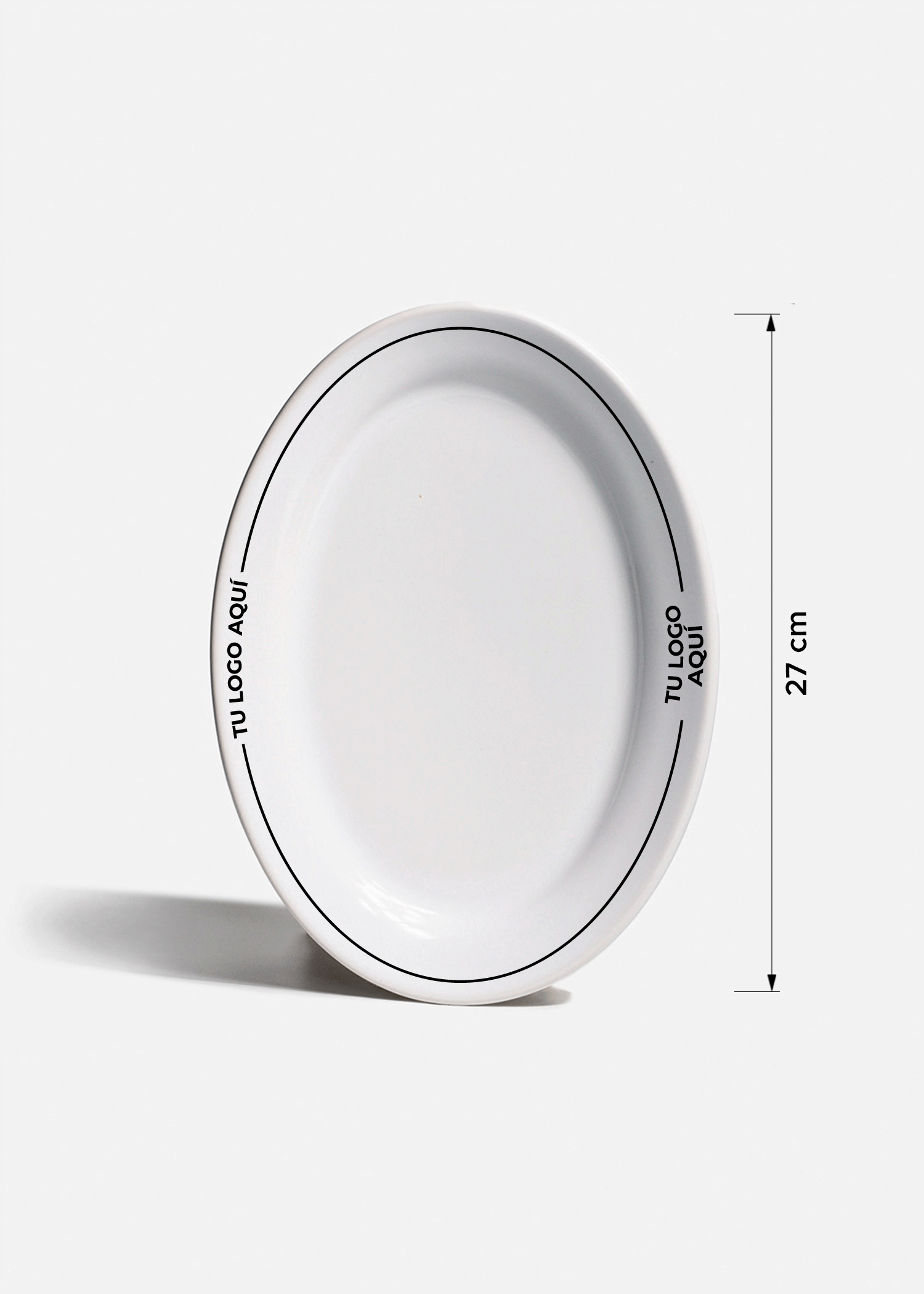 Platos de porcelana blanco Glacial + personalizado con logo doble — imagen de producto