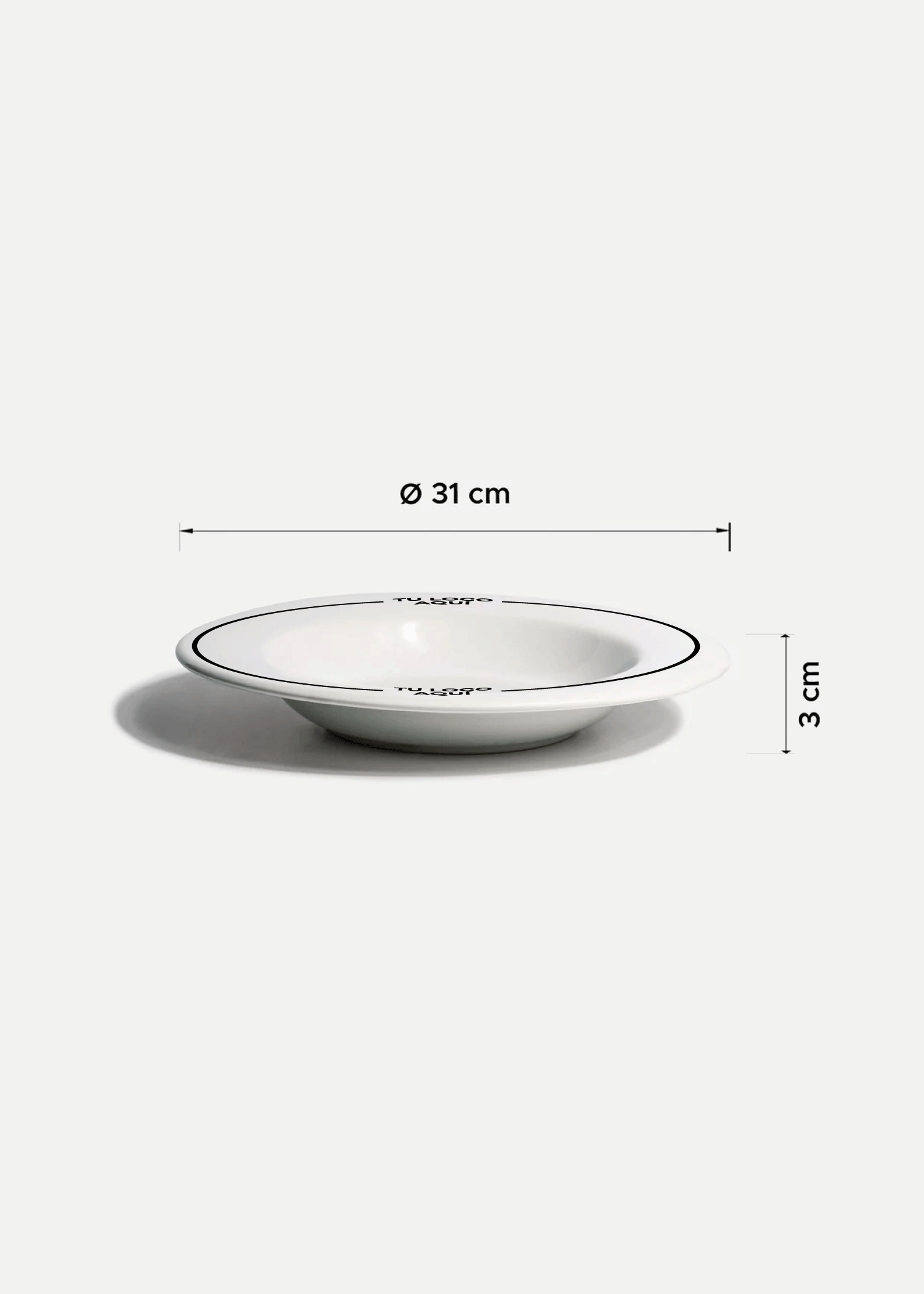 Platos de porcelana blanco Glacial + personalizado con logo doble — imagen de producto