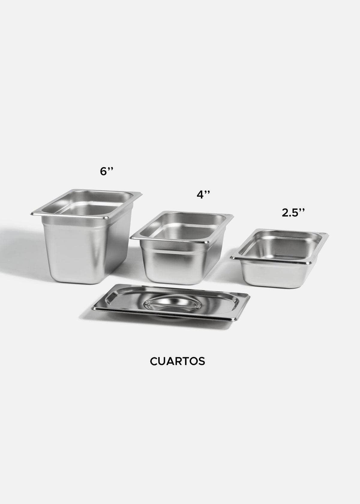 Inserto cuarto de acero inoxidable NSF profundidad 2.5", 4" y 6". Premium — imagen de producto