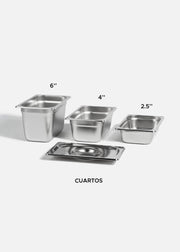 Inserto cuarto de acero inoxidable NSF profundidad 2.5", 4" y 6". Premium — imagen de producto