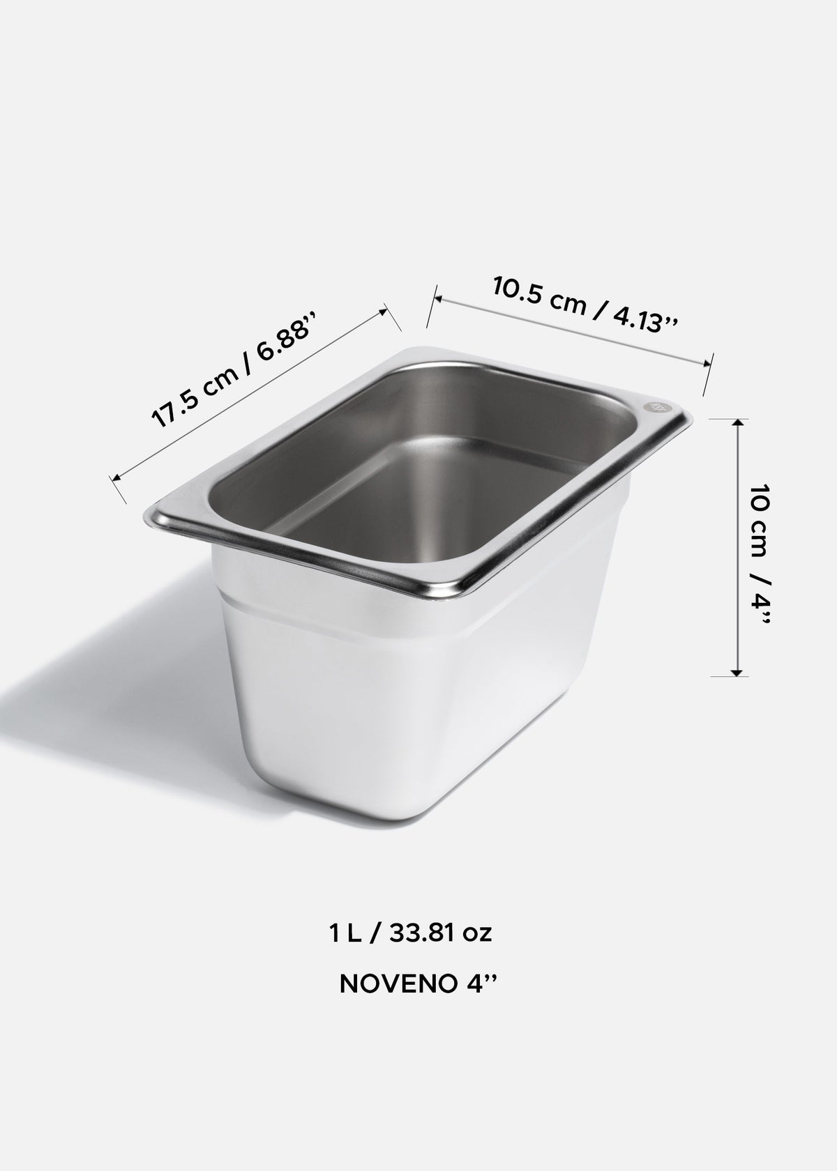Inserto noveno de acero inoxidable NSF profundidad 4". Premium — imagen de producto