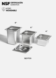 Inserto sexto de acero inoxidable quirúrgico NSF profundidad 4", 6" y 8". Premium — imagen de producto