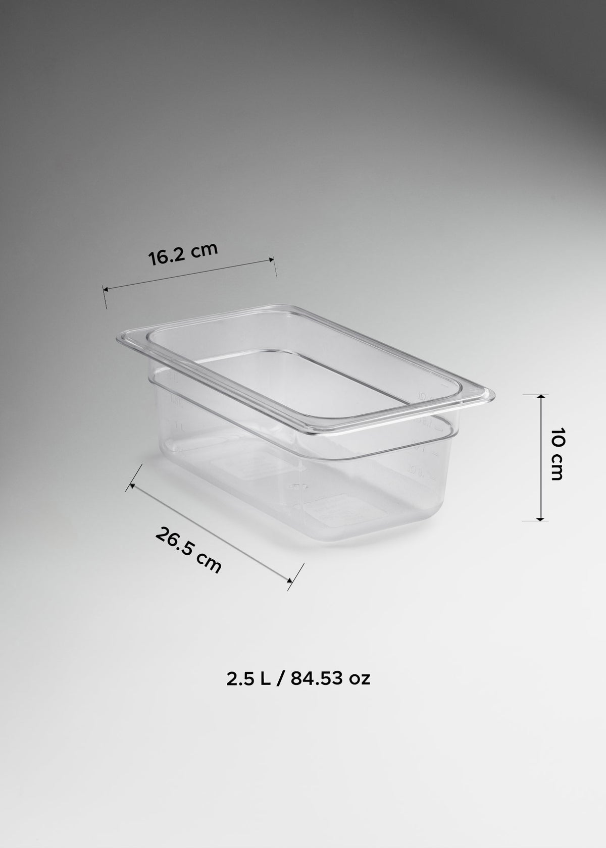 Inserto cuarto de policarbonato trasparente NSF profundidad 2.3", 4"y 6" — imagen de producto