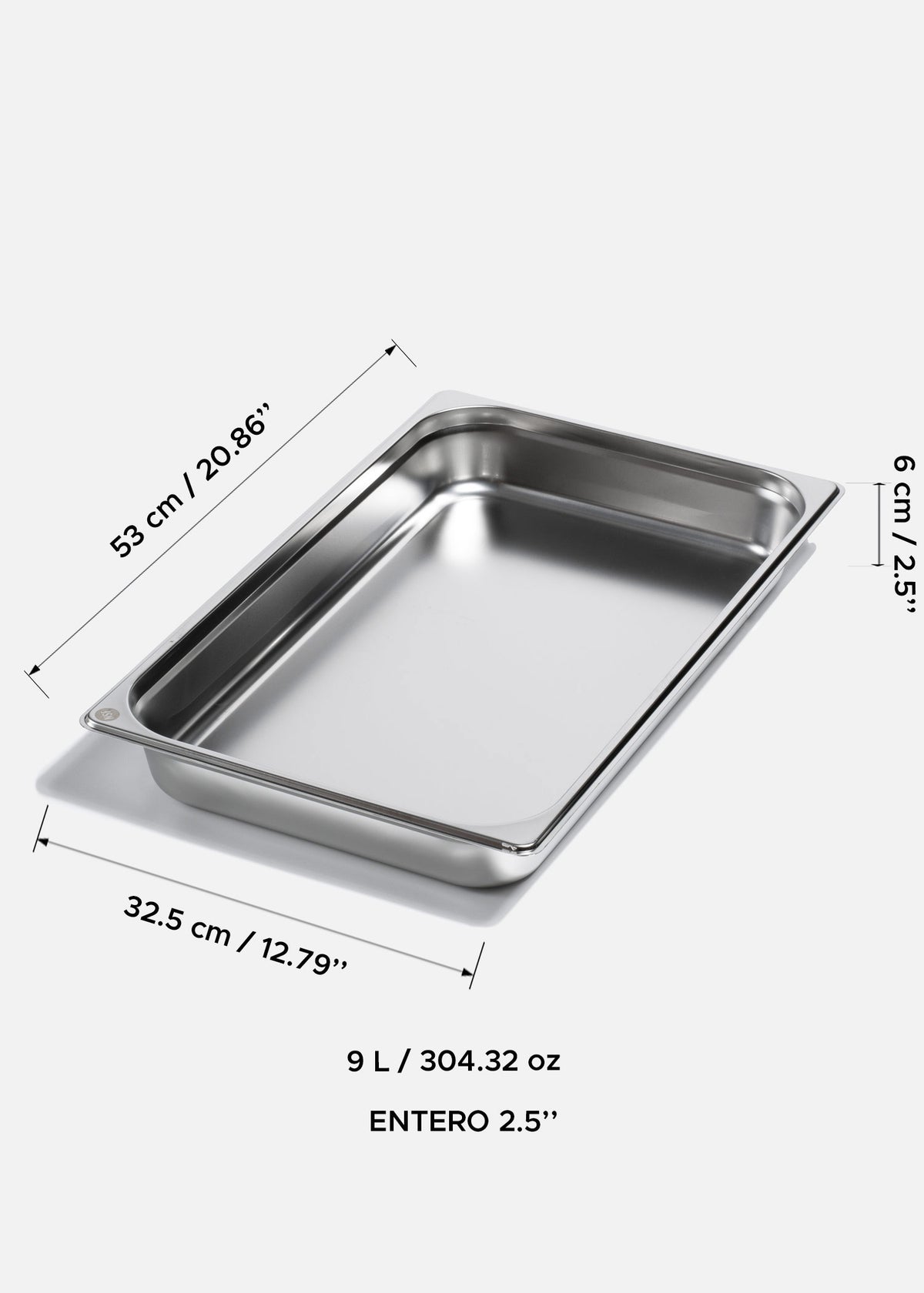 Inserto entero de acero inoxidable NSF profundidad 2.5", 4" y 6". Premium — imagen de producto