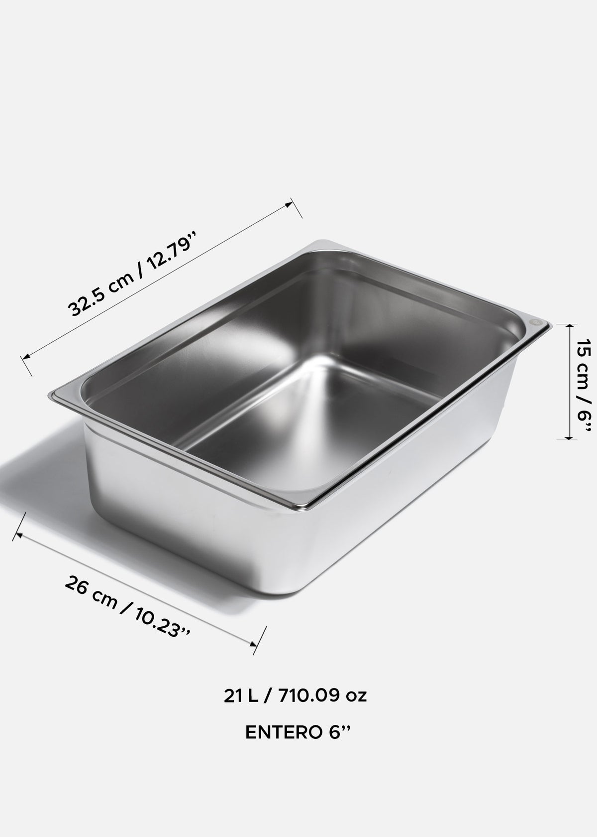 Inserto entero de acero inoxidable NSF profundidad 2.5", 4" y 6". Premium — imagen de producto