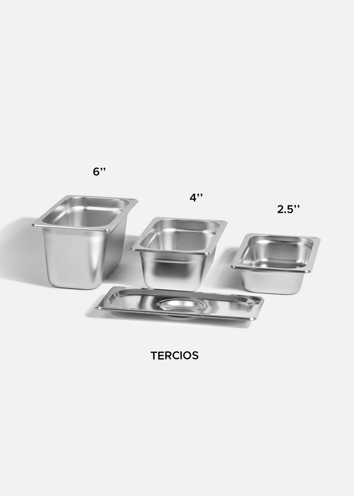 Inserto tercio de acero inoxidable NSF profundidad 2.5", 4"y  6". Premium — imagen de producto