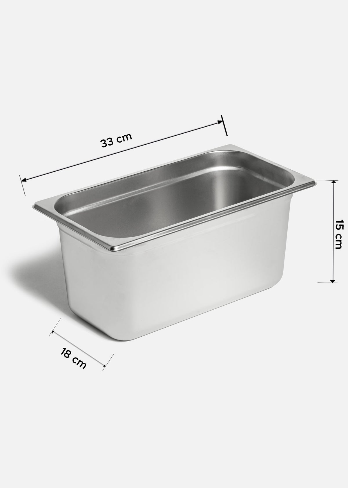 Inserto tercio de acero inoxidable NSF plata 6" — imagen de producto