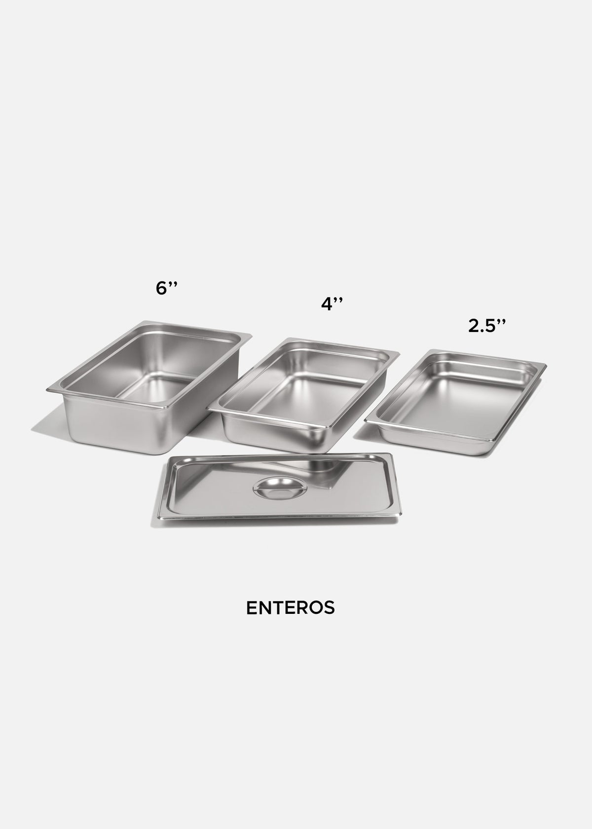 Insertos enteros de acero inoxidable plata 2.5", 4" y 6" — imagen de producto