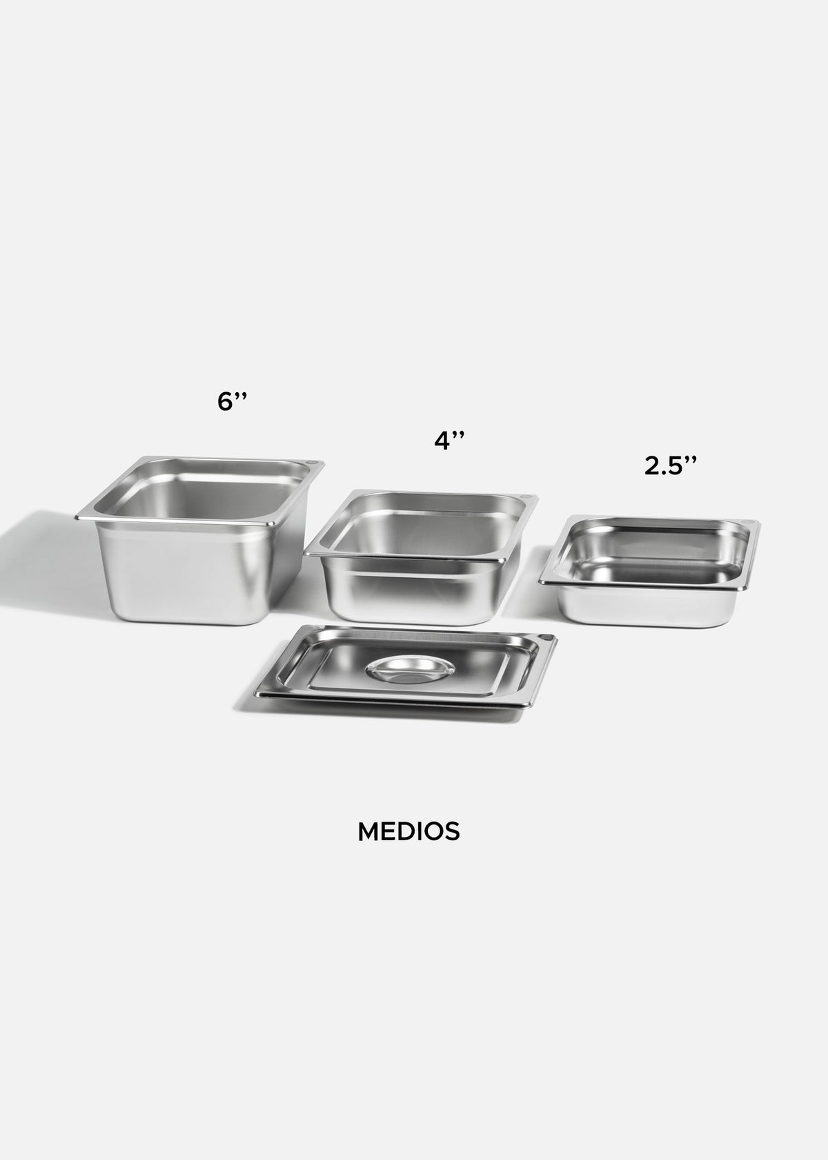Inserto medio de acero inoxidable NSF profundidad 2.5", 4" y 6". Premium — imagen de producto