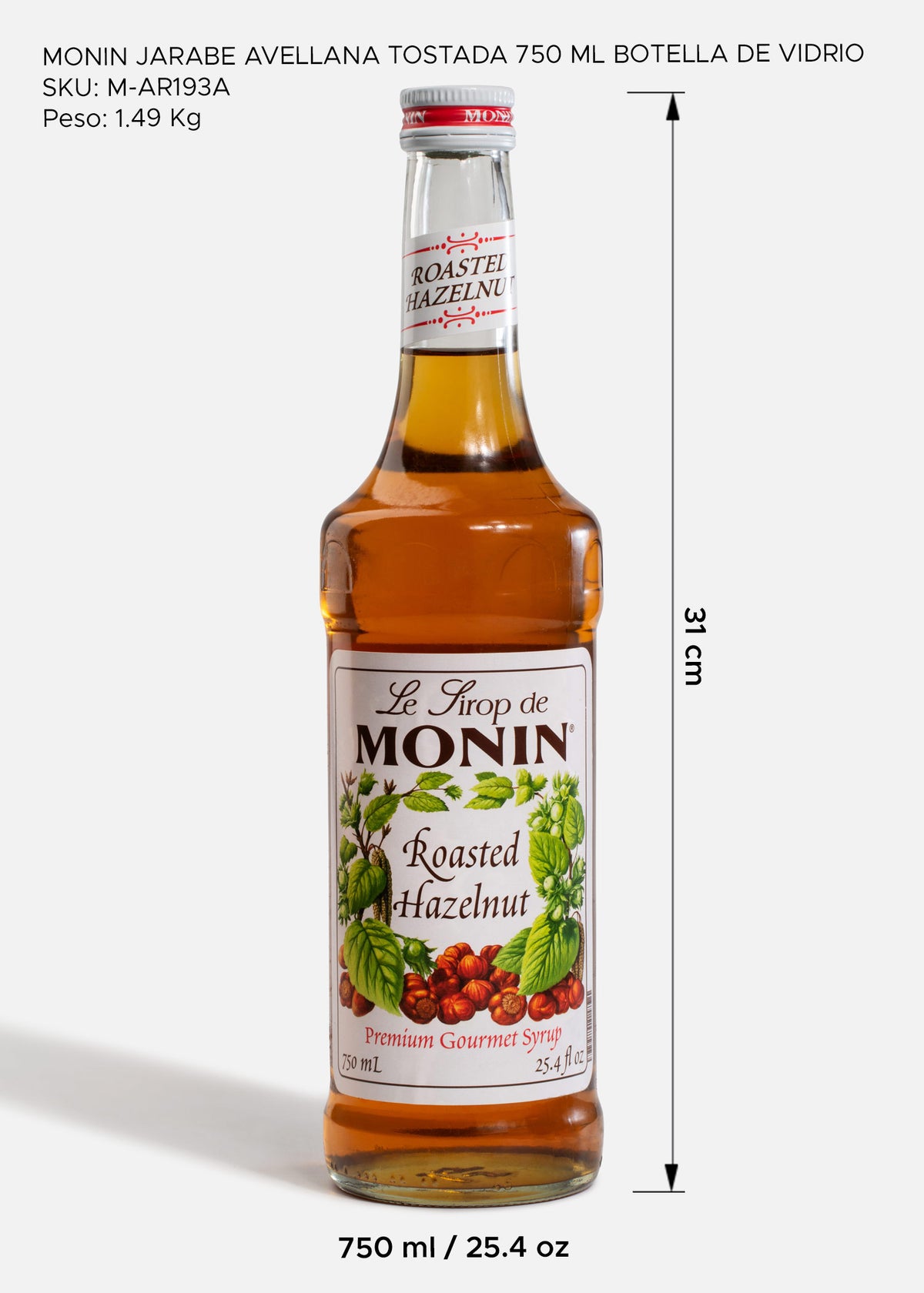 Jarabe Monin de avellana de 750 ml — fotografía de producto, vista 2