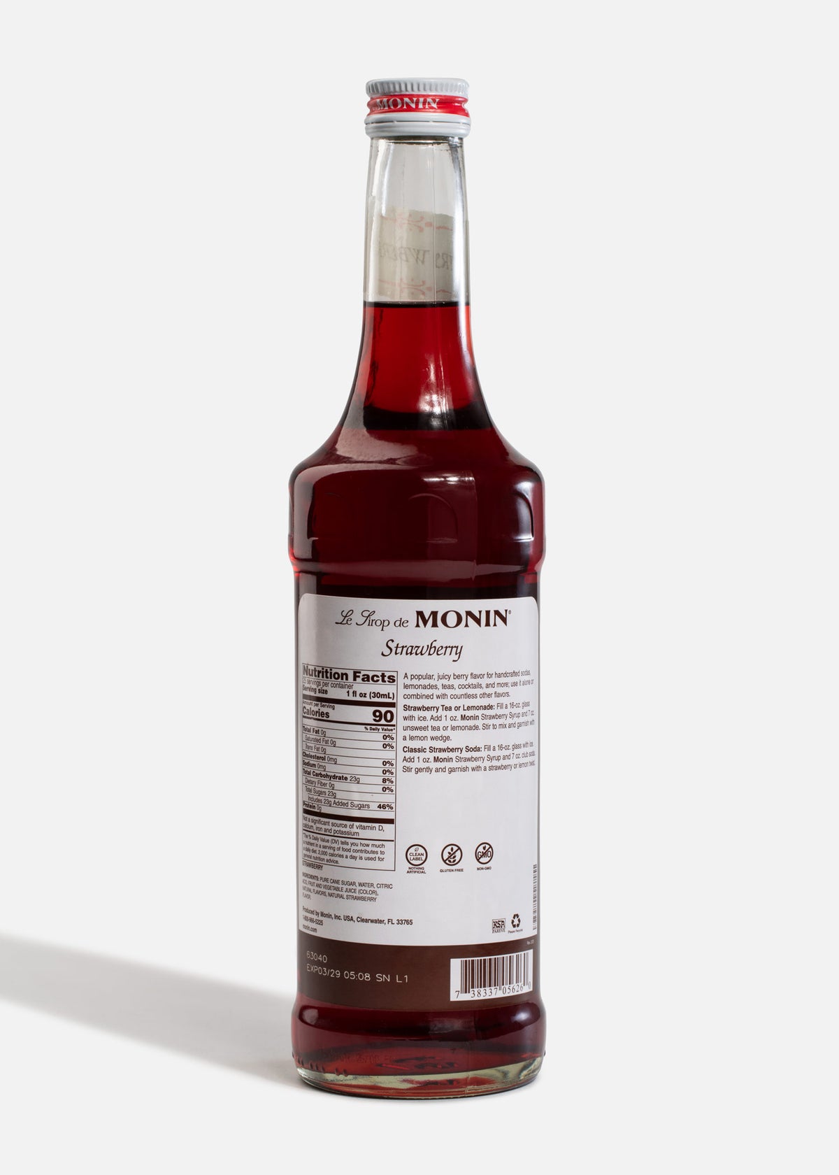 Jarabe Monin de fresa de 750 ml — fotografía de producto, vista 4