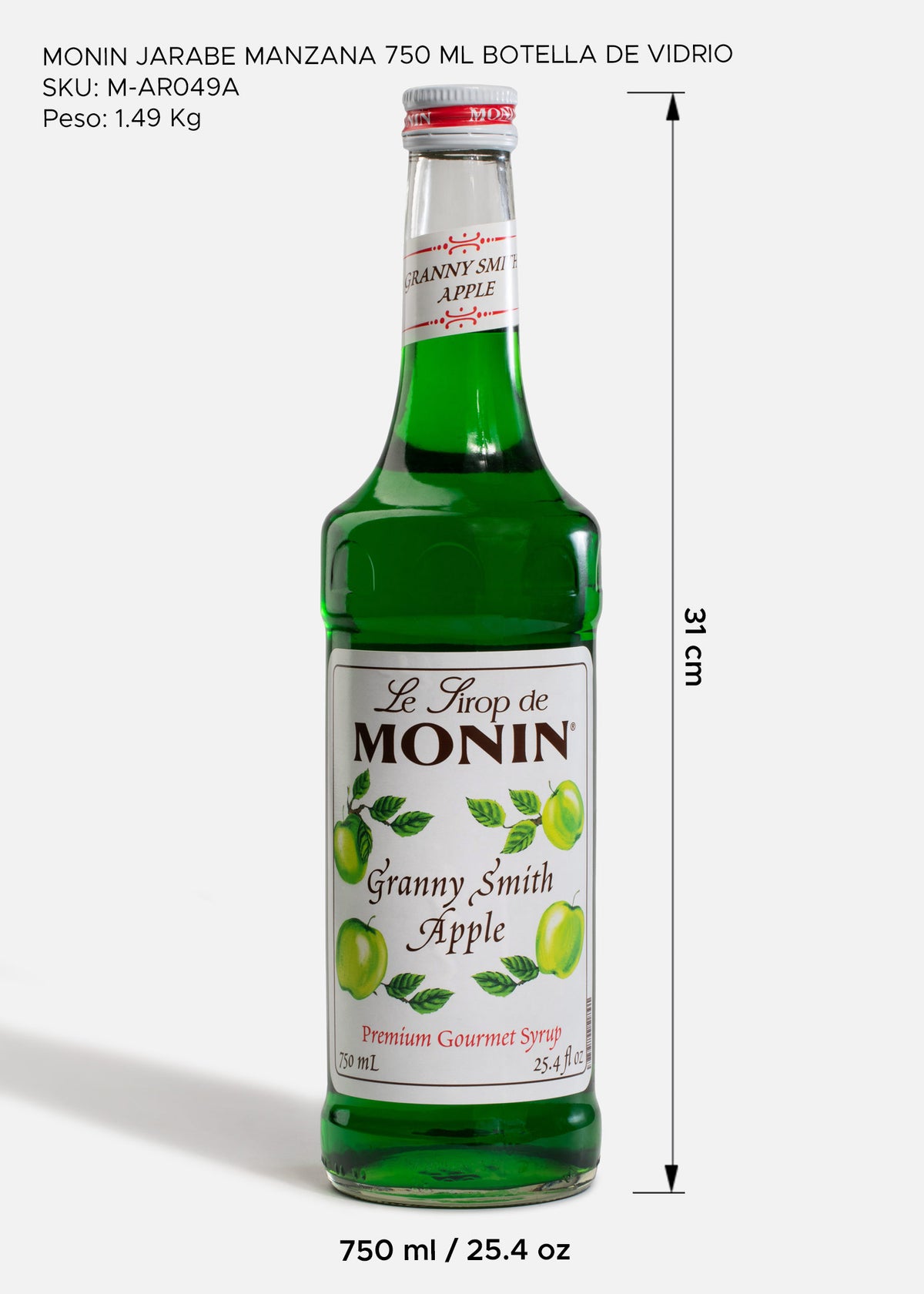 Jarabe Monin de manzana de 750 ml — fotografía de producto, vista 2