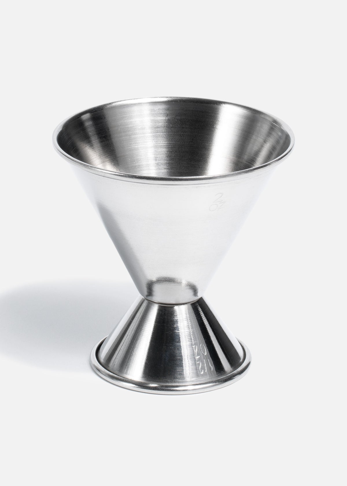 Jigger porcionador de bebidas de acero inoxidable plata Mixology 1/2x2 oz — imagen de producto