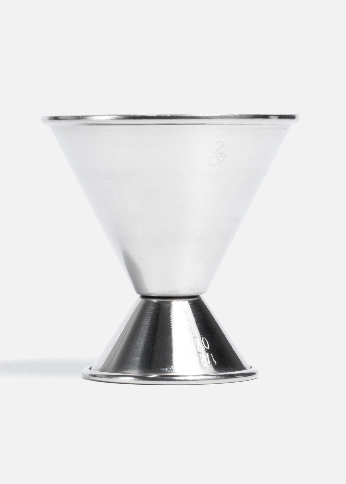 Jigger porcionador de bebidas de acero inoxidable plata Mixology 1/2x2 oz — imagen de producto