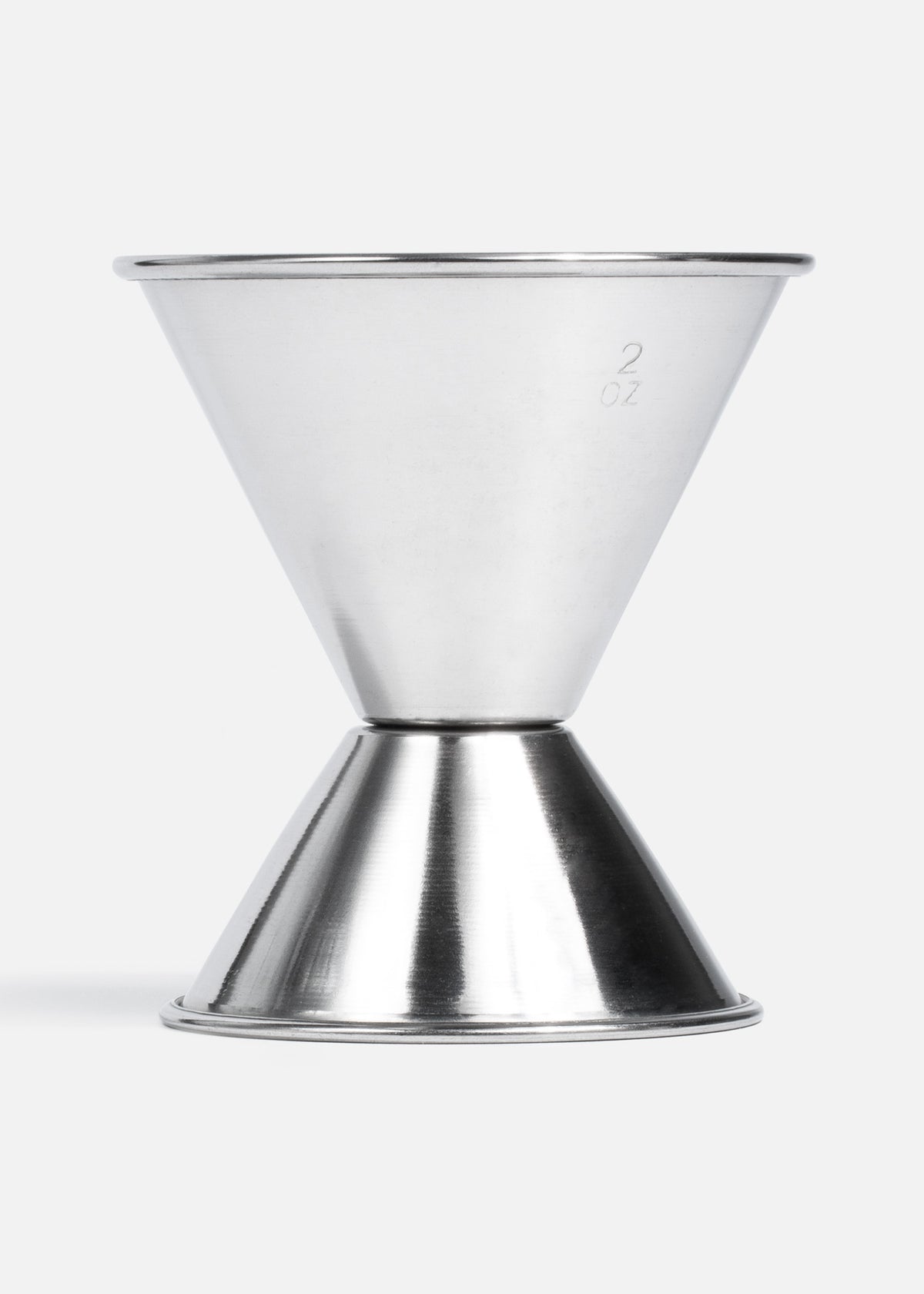Jigger porcionador de bebidas de acero inoxidable plata Shot Sizer 1 y 2 oz — imagen de producto