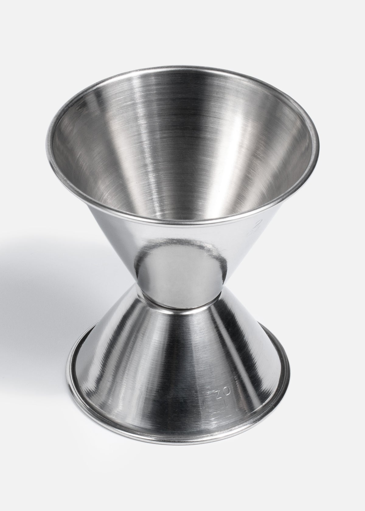 Jigger porcionador de bebidas de acero inoxidable plata Shot Sizer 1 y 2 oz — imagen de producto