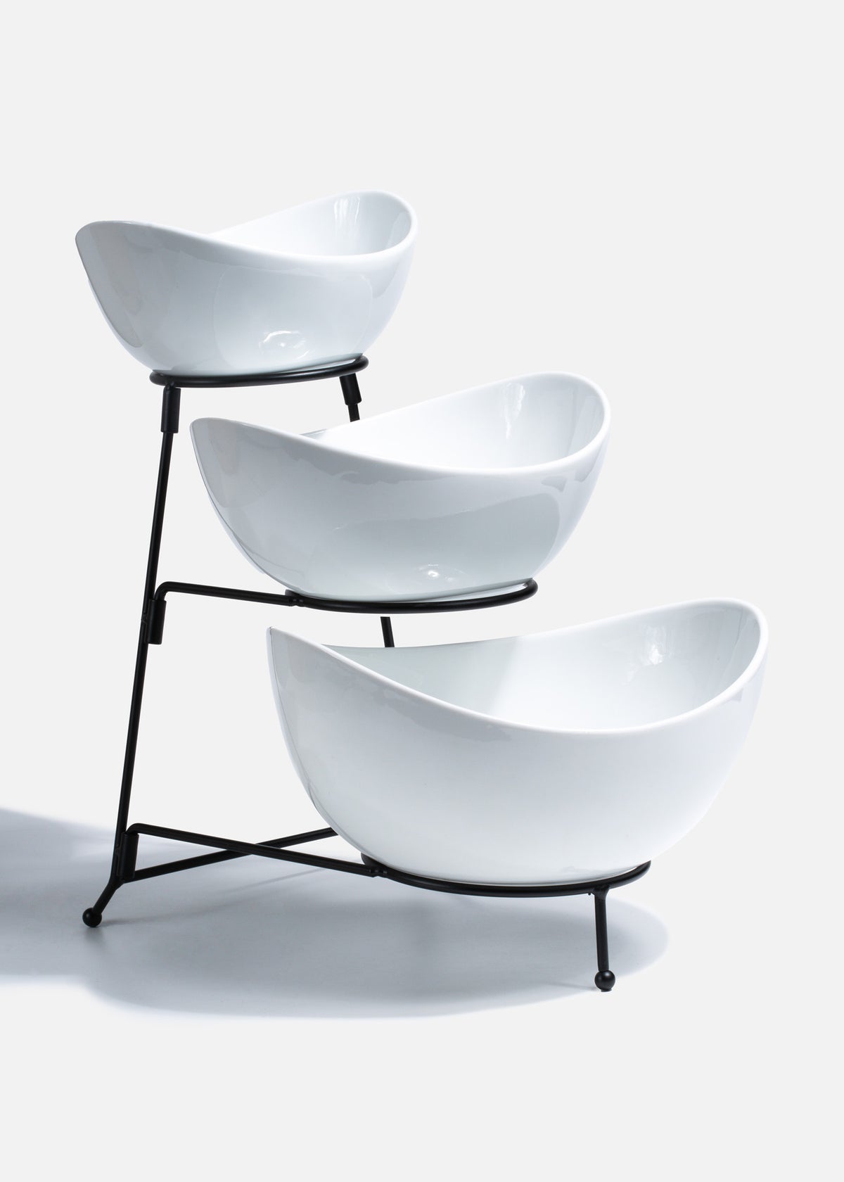 Juego de 3 tazones de porcelana con soporte de hierro — imagen de producto, vista 4