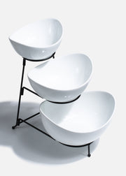 Juego de 3 tazones de porcelana con soporte de hierro — imagen de producto, vista 1