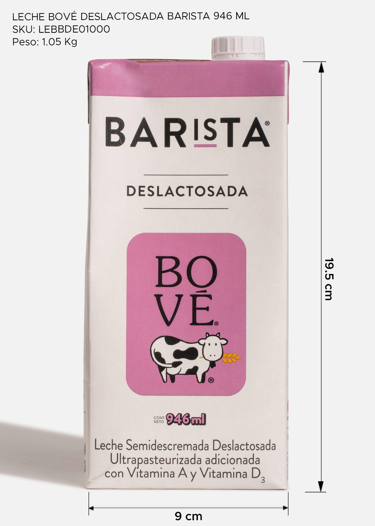 Leche deslactosada ultrapasteurizada Bové 946 ml
