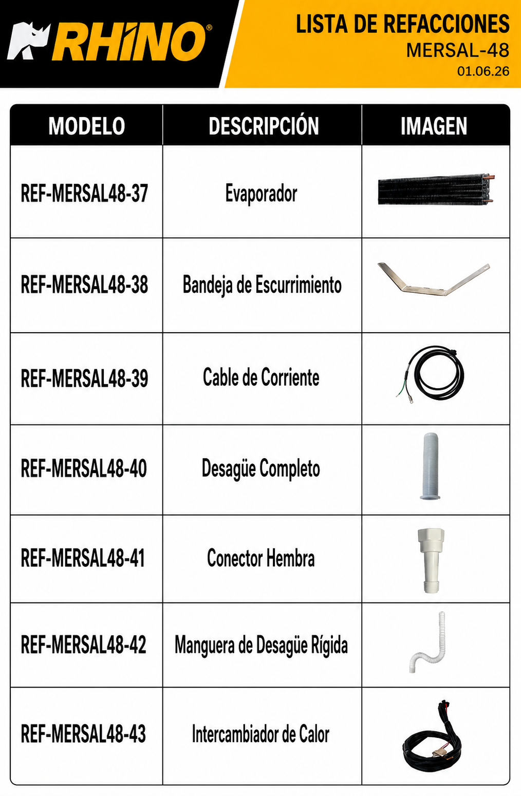 Mesa refrigerada de preparación de acero inoxidable 48" 357 L. Temperatura de 0°C a 4° C. 2 puertas. Largo 124 cm, ancho 76 cm, alto 117 cm. Rhino MERSAL-48 — imagen de producto