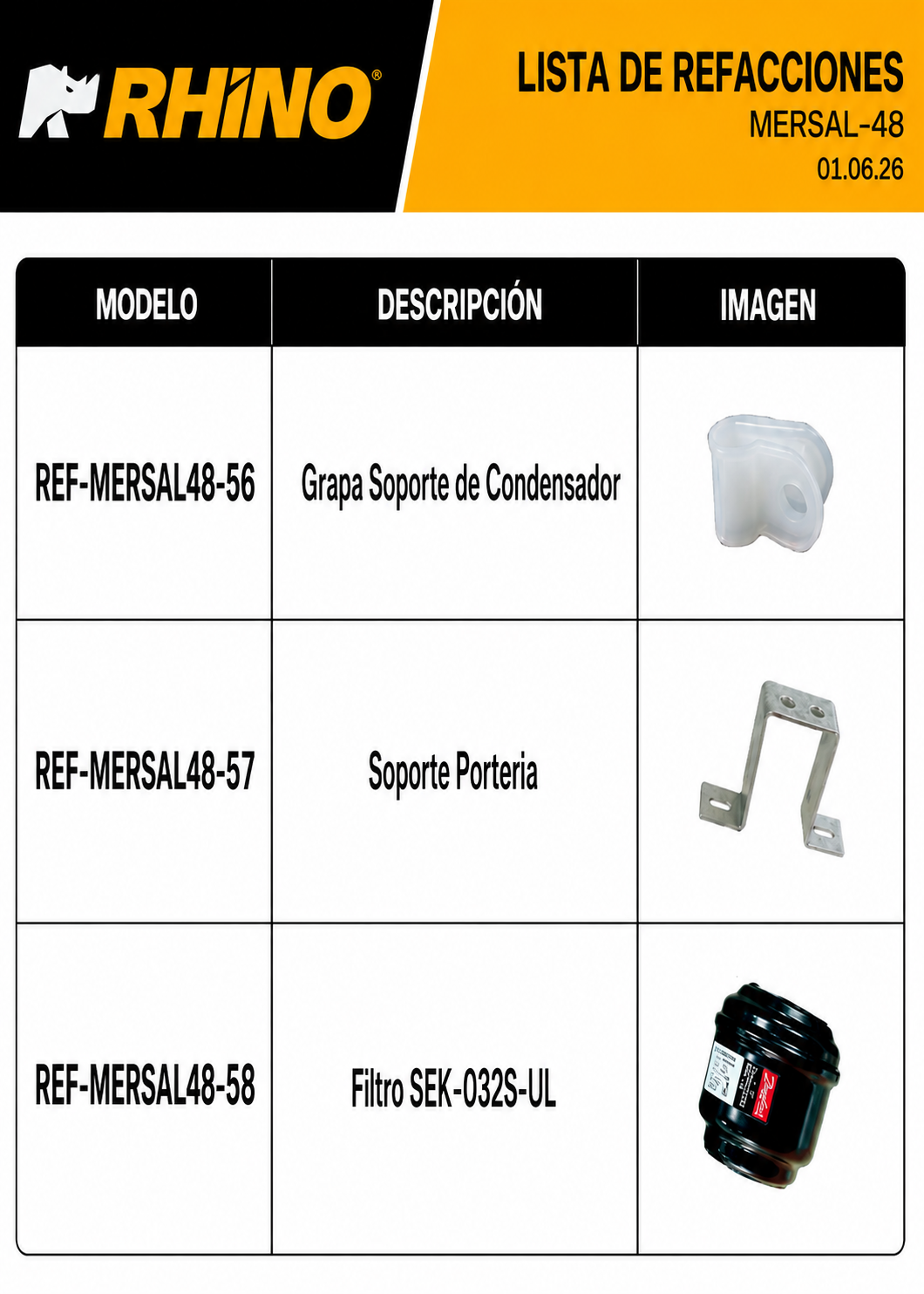 Mesa refrigerada de preparación de acero inoxidable 48" 357 L. Temperatura de 0°C a 4° C. 2 puertas. Largo 124 cm, ancho 76 cm, alto 117 cm. Rhino MERSAL-48 — imagen de producto