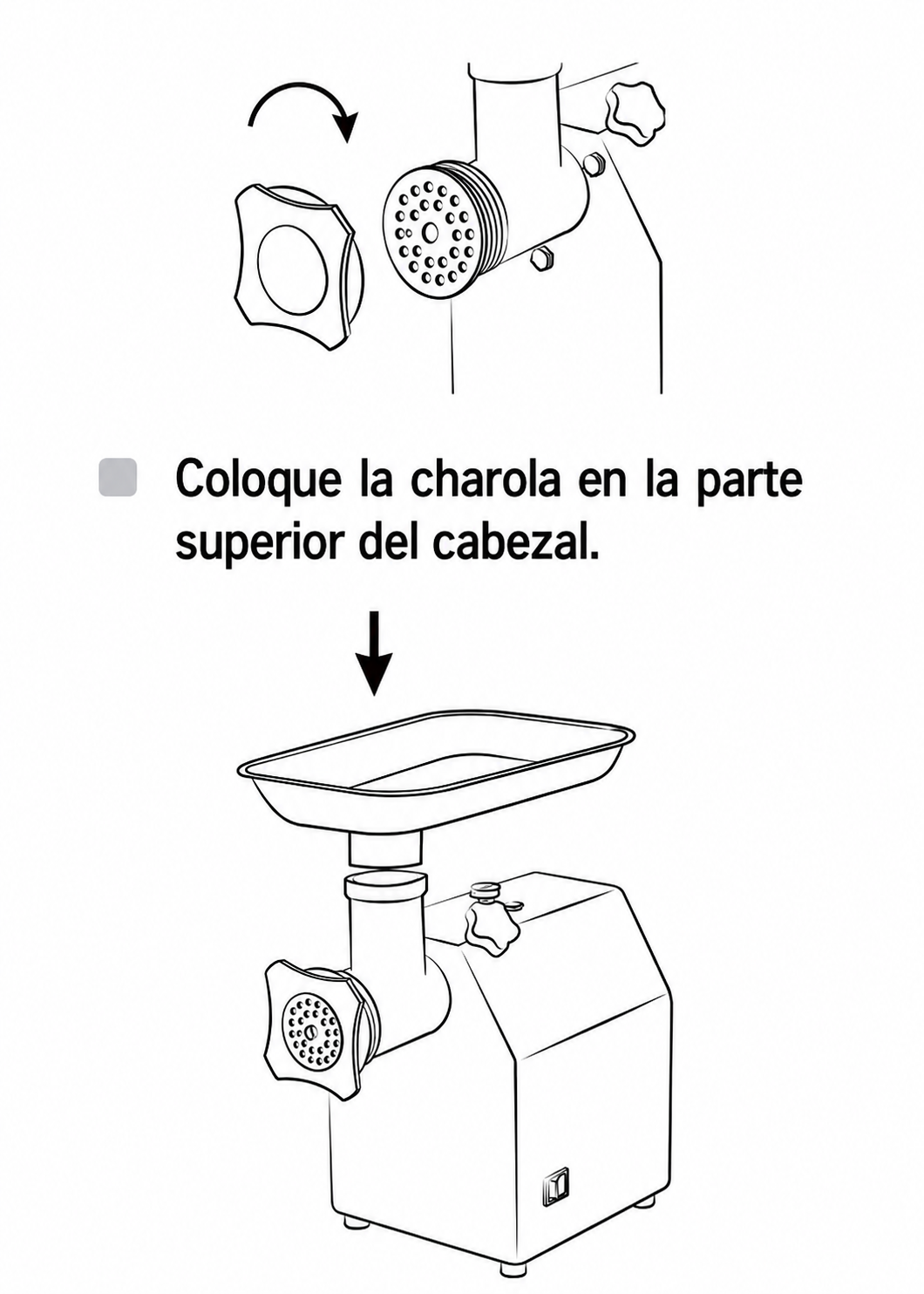 Molino industrial para carne de 180 kg/h 1 HP. Potencia de 750 W. Cedazo 12. Charola y gabinete de acero inoxidable grado alimenticio, corona, cabezal y gusano de acero inoxidable. Rhino MOCA-12 — imagen de producto