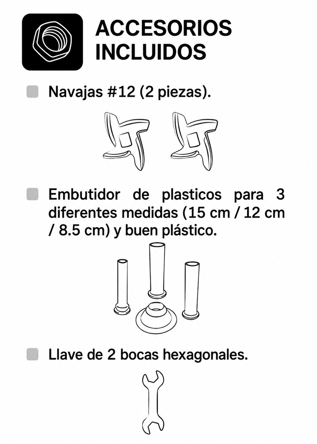 Molino industrial para carne de 180 kg/h 1 HP. Potencia de 750 W. Cedazo 12. Charola y gabinete de acero inoxidable grado alimenticio, corona, cabezal y gusano de acero inoxidable. Rhino MOCA-12 — imagen de producto