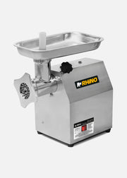 Molino industrial para carne de 180 kg/h 1 HP. Potencia de 750 W. Cedazo 12. Charola y gabinete de acero inoxidable grado alimenticio, corona, cabezal y gusano de acero inoxidable. Rhino MOCA-12 — imagen de producto