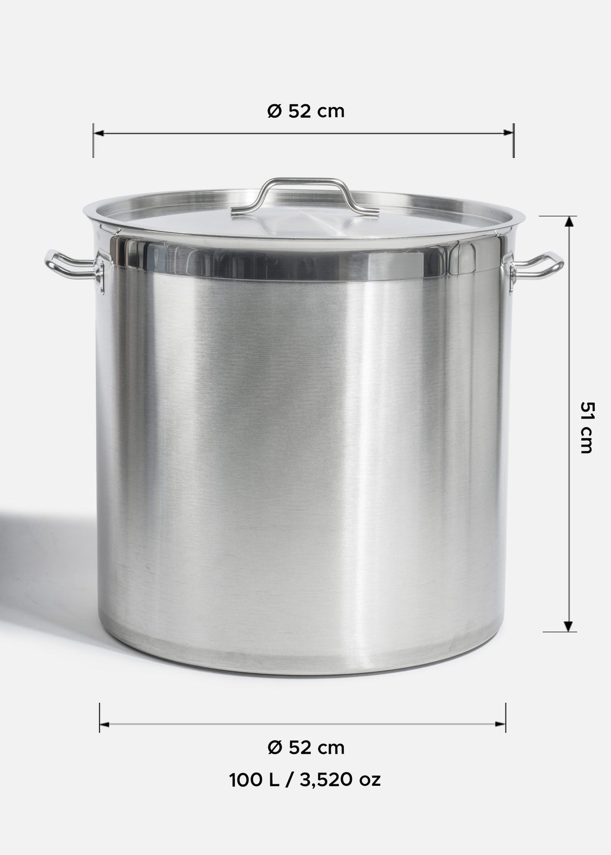 Olla de acero inoxidable quirúrgico NSF plata con tapa 100 L — imagen de producto