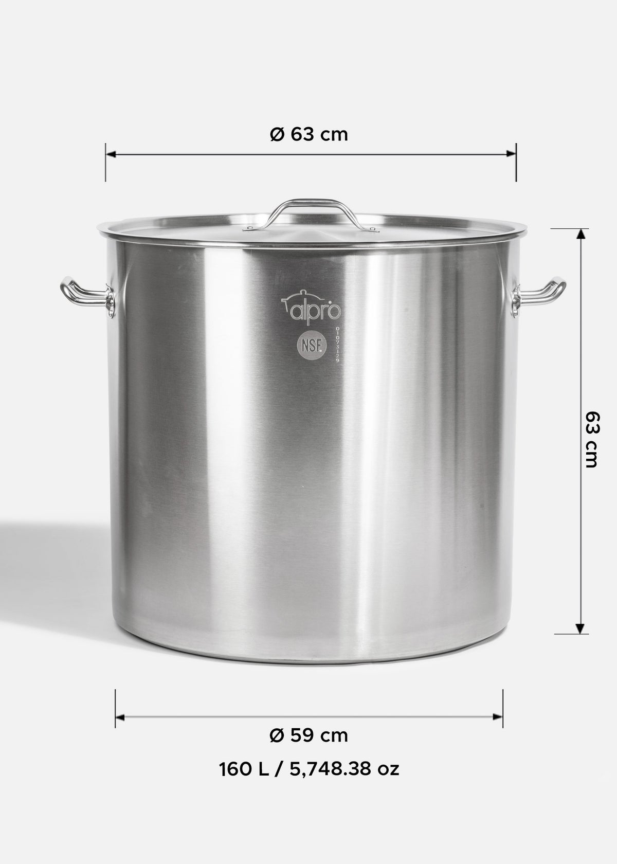 Olla de acero inoxidable quirúrgico 304 plata NSF 170 L — imagen de producto
