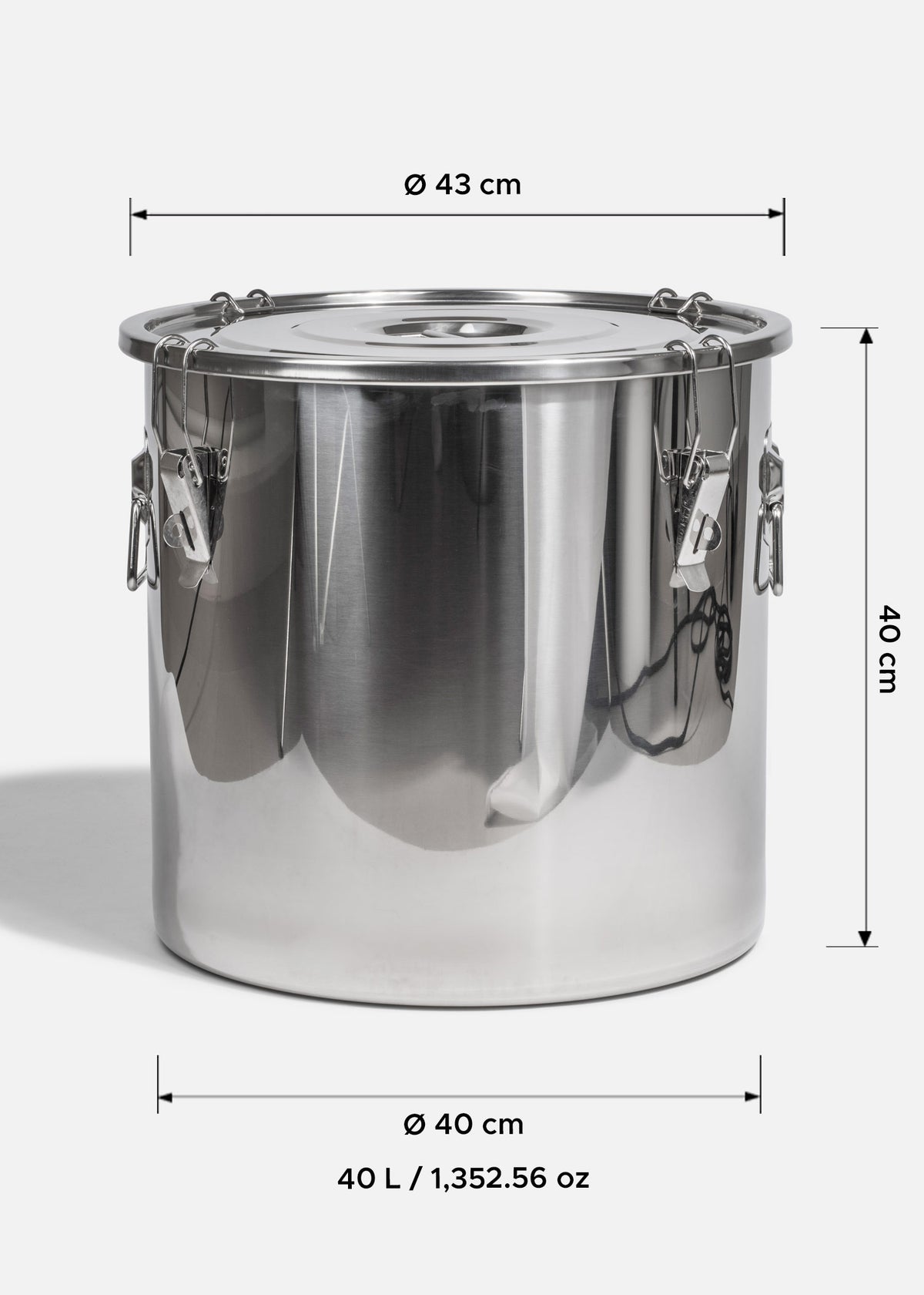 Olla de acero inoxidable 201 plata con sello hermético de clip 50 L — imagen de producto