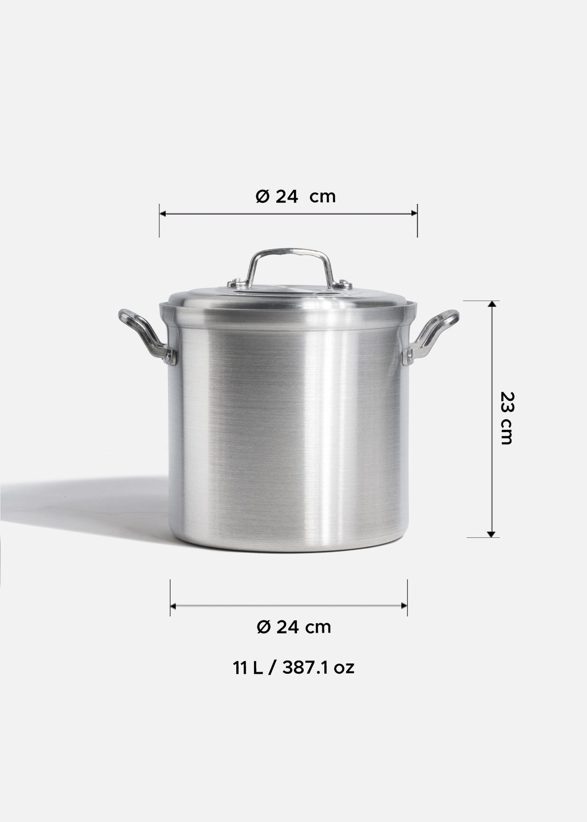 Olla de aluminio grado alimenticio triple fuerte plata NSF con tapa 11 L — imagen de producto