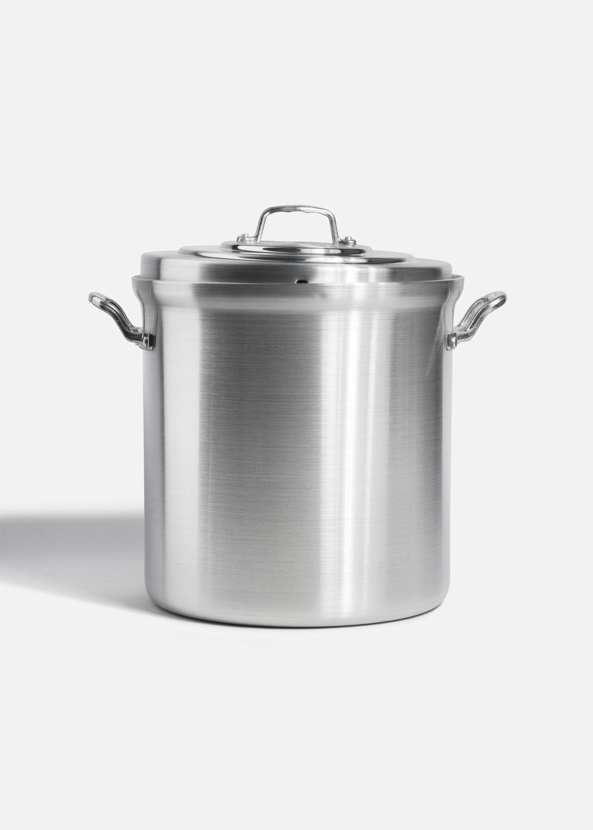 Olla de aluminio grado alimenticio triple fuerte plata NSF con tapa 28 L — imagen de producto