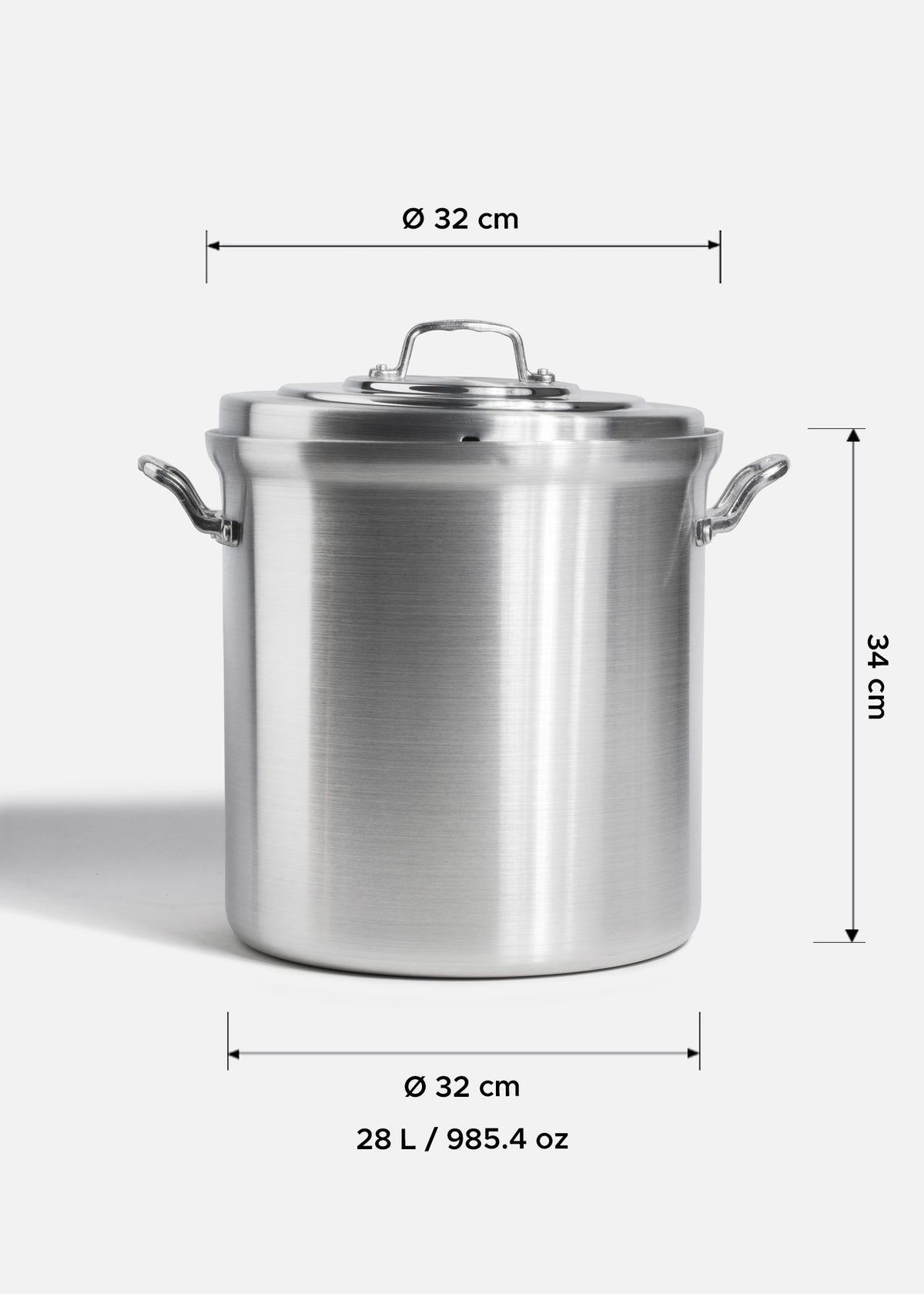 Olla de aluminio grado alimenticio triple fuerte plata NSF con tapa 28 L — imagen de producto