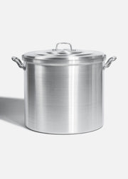 Olla de aluminio grado alimenticio triple fuerte plata NSF con tapa 64 L — imagen de producto