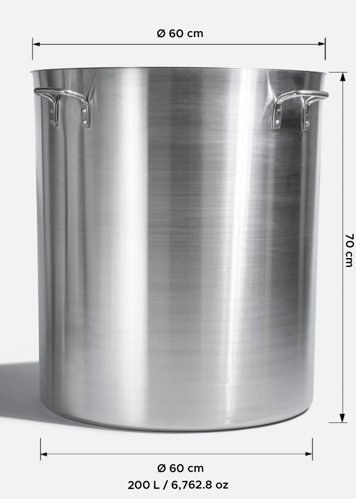 Olla de aluminio plata triple fuerte con tapa VolMax 200 L — imagen de producto
