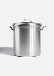Olla de aluminio grado alimenticio triple fuerte plata NSF con tapa 34 L — imagen de producto