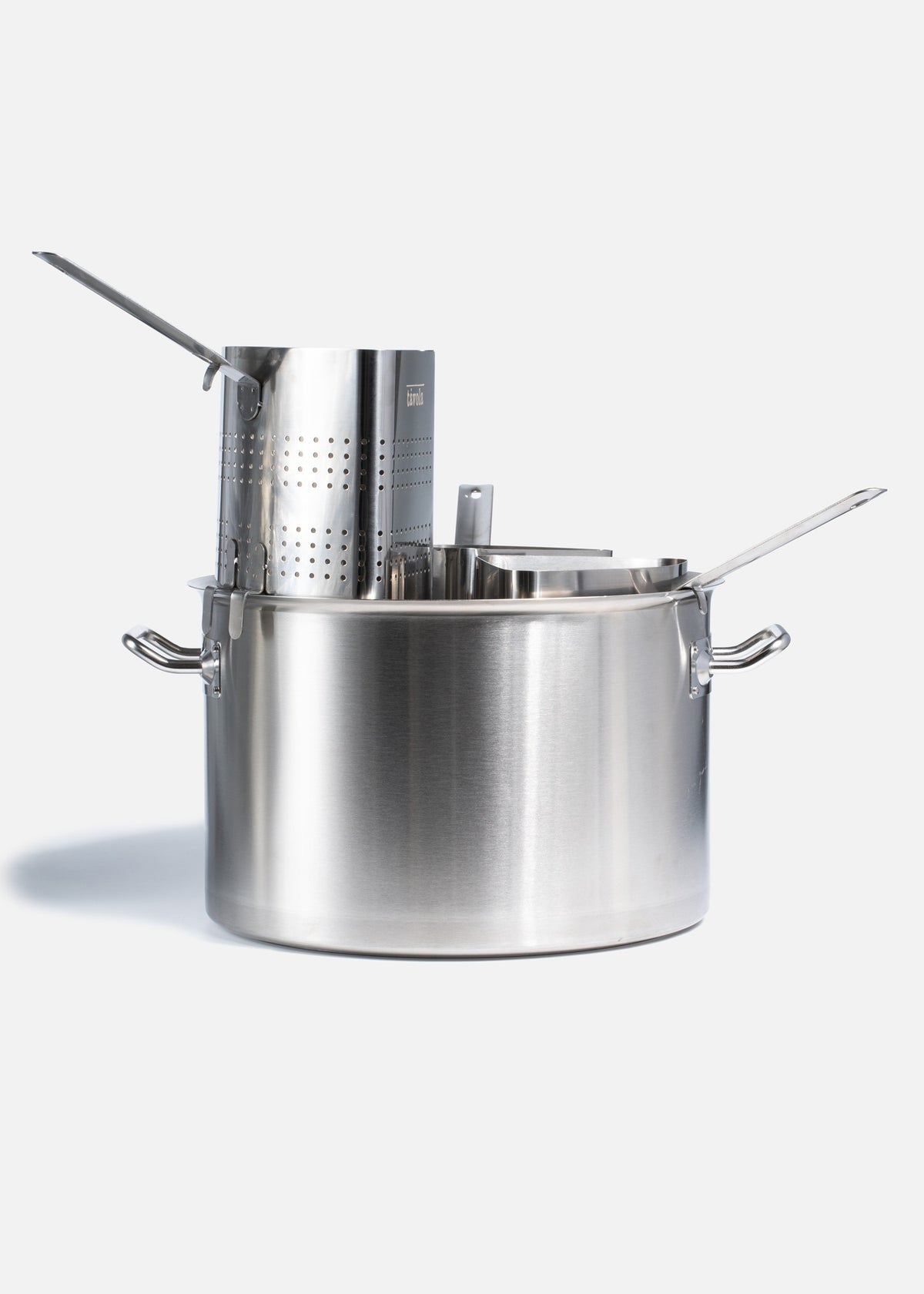 Olla para cocción de pasta con tapa de acero inoxidable quirúrgico plata 25 L. Premium — imagen de producto