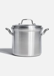 Olla de aluminio grado alimenticio triple fuerte plata NSF con tapa 8 L — imagen de producto