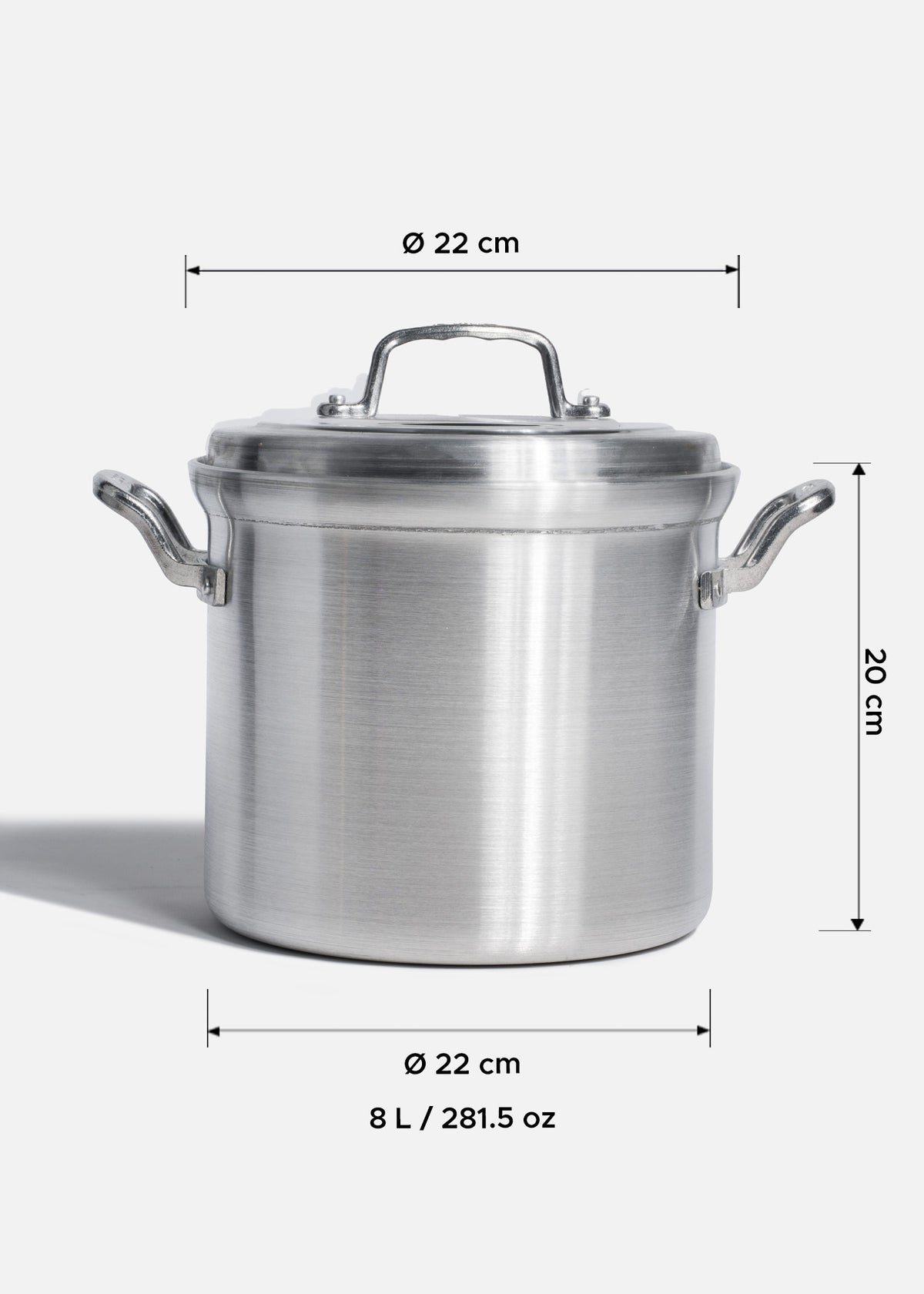 Olla de aluminio grado alimenticio triple fuerte plata NSF con tapa 8 L — imagen de producto