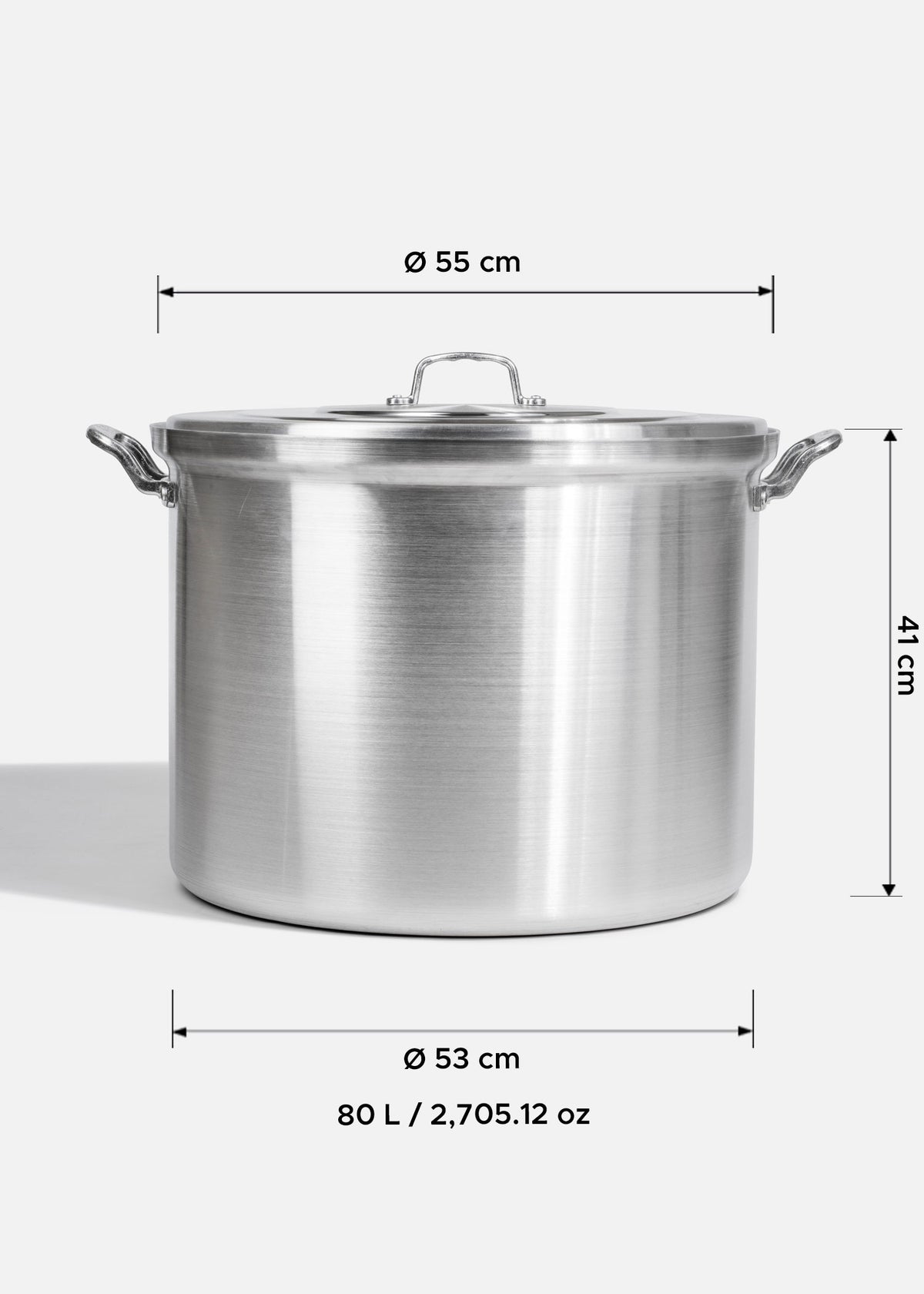 Olla de aluminio grado alimenticio triple fuerte plata con tapa NSF 80 L — imagen de producto