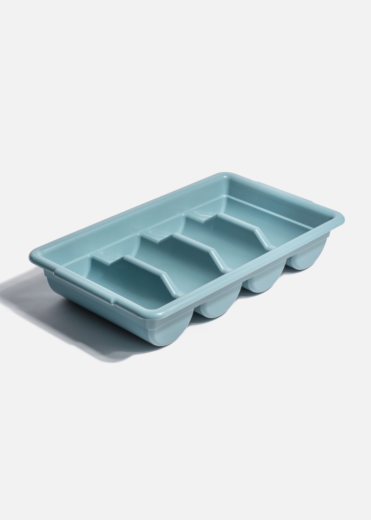 Organizador de cubiertos de plástico gris 4 compartimientos — imagen de producto