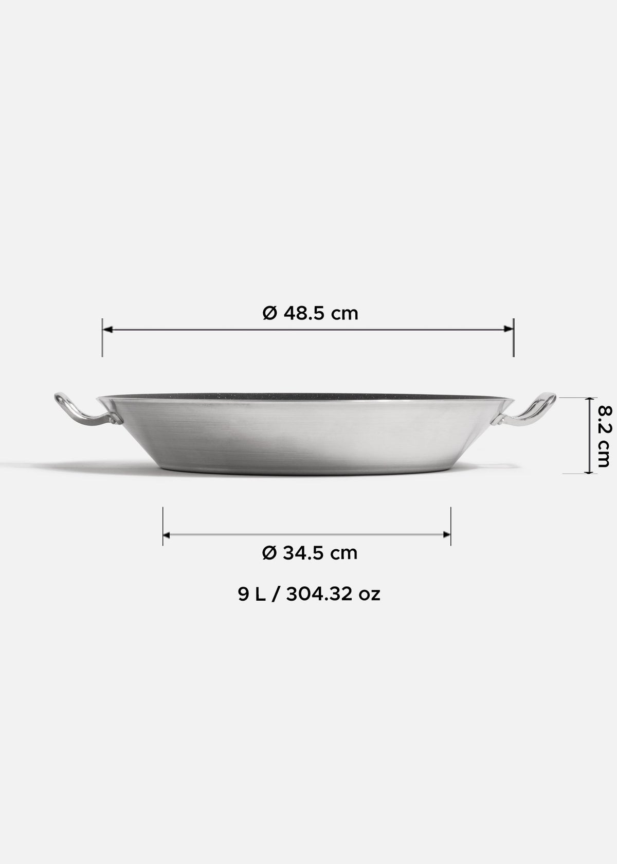 Paellera de aluminio plata antiadherente NSF 9 L — imagen de producto